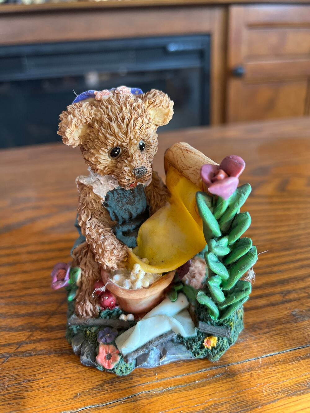 K's Collection Dollar Tree Teddy Bear Figurine with flowers